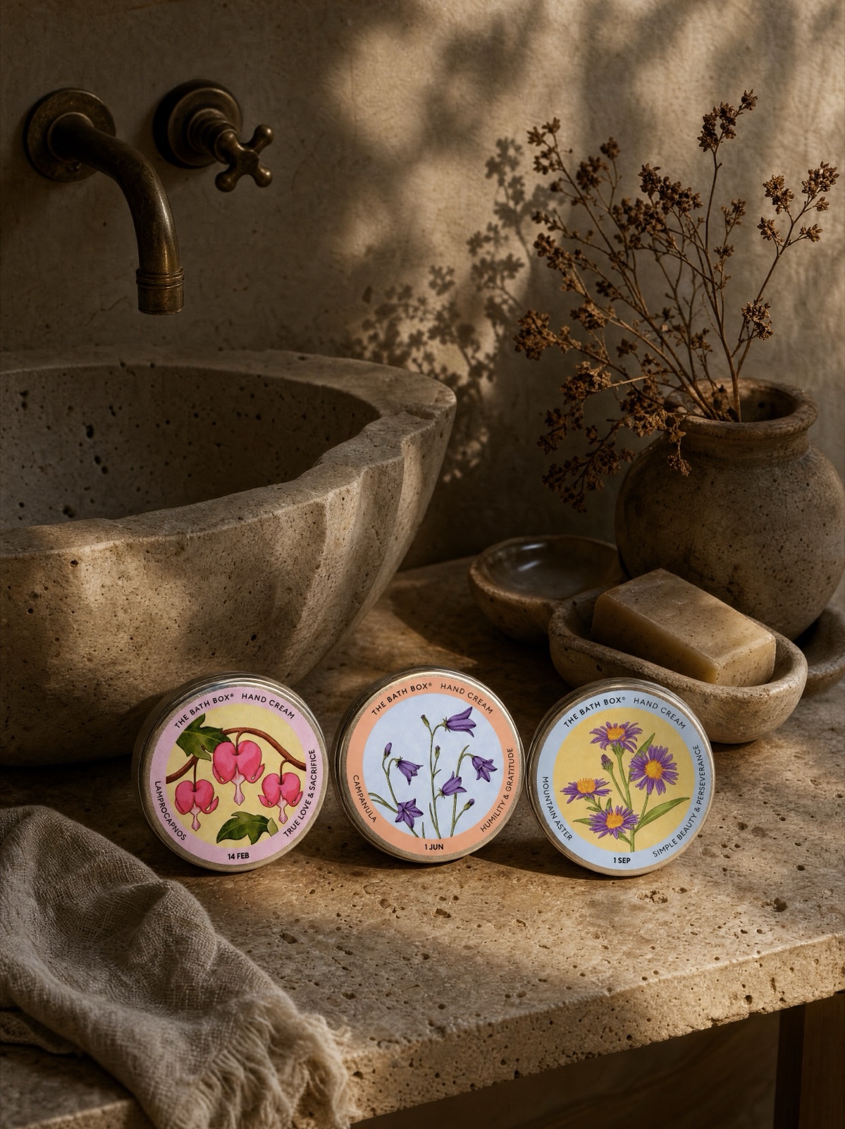 A 365 Hand Cream jar with a hand-drawn flower design for a chosen calendar date.
